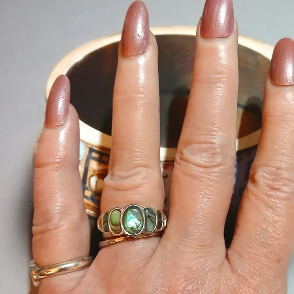 VTG Nevada Silver Mine Sterling Abalone Ring - Picture 8 of 8